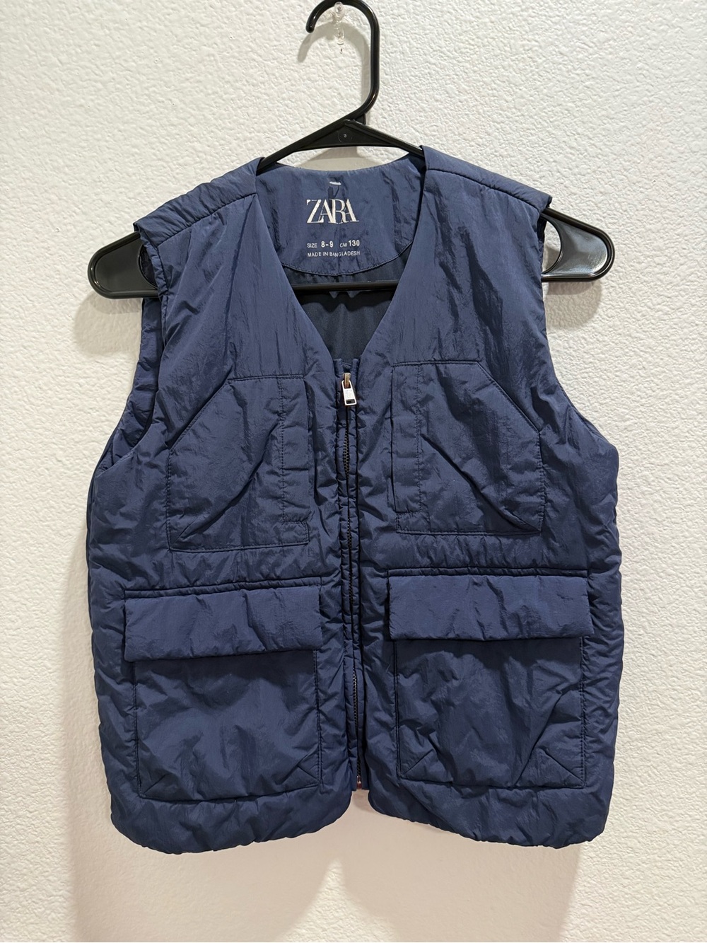 ZARA Navy Lightweight Jacket with Logo Neckline
